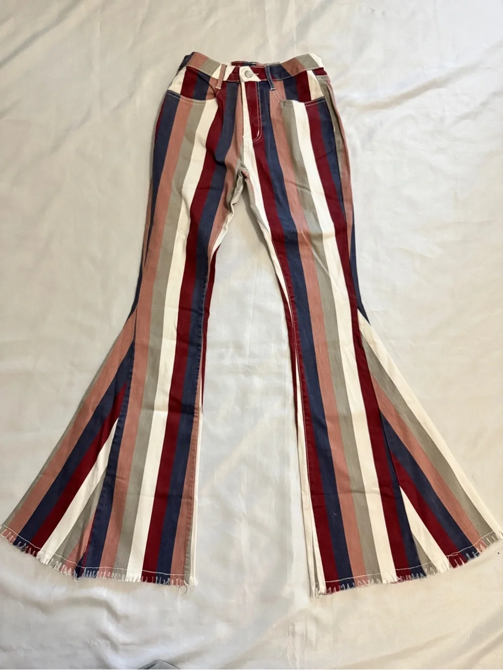 NWT Saints & Hearts Navy Multi Striped
Western Flared Bell Bottom Jeans - Picture 6 of 9